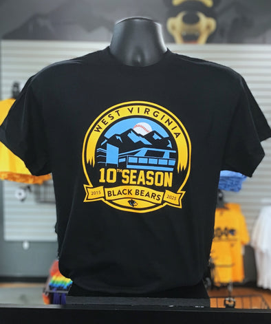 West Virginia Black Bears Black 10th Season Logo Tee