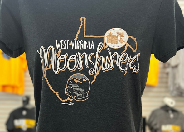 West Virginia Black Bears Moonshiners Ladies Black Tee