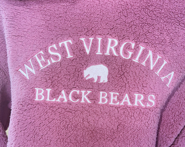 Pink fleece with 'West Virginia Black Bears' text and bear logo